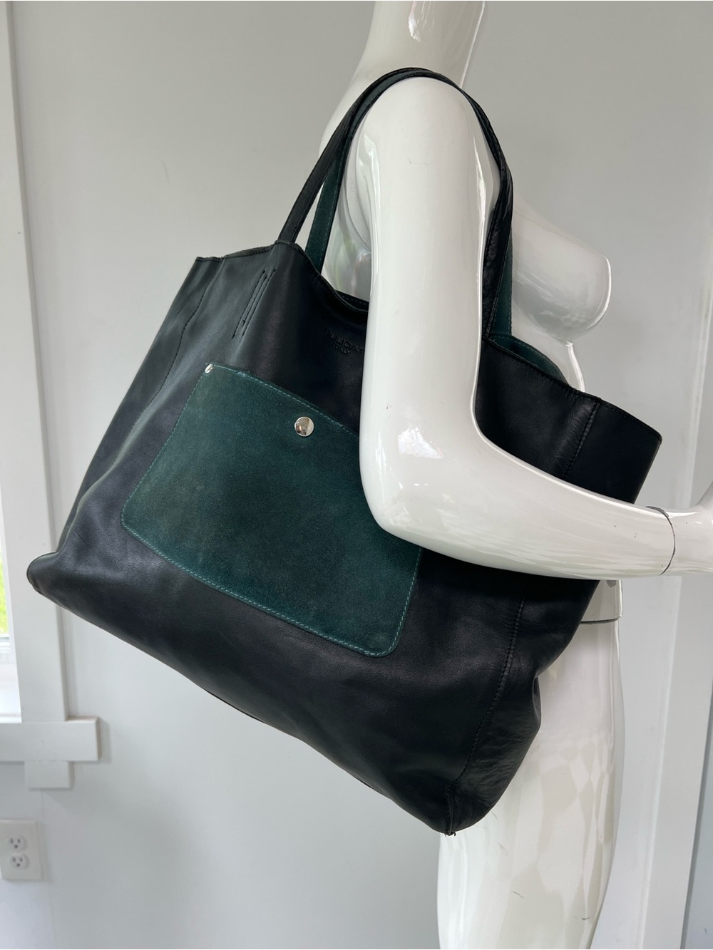 ITALIAN PULICATI SHOULDER SHOPPER TRAVEL TOTE BAG Suede Interior